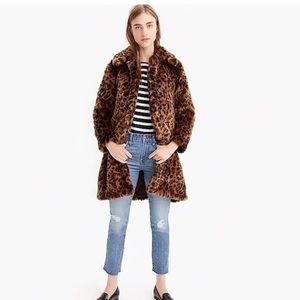 J.Crew faux fur leopard coat